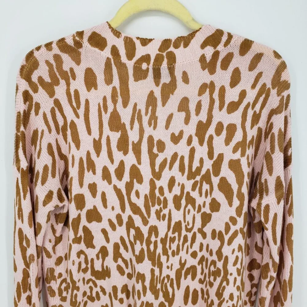 Show Me Your Mumu Leopard Print Cliffside Sweater S Relaxed Fit Tunic Pink Brown